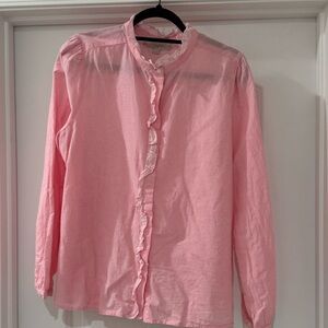 LOFT Pink Ruffle Blouse